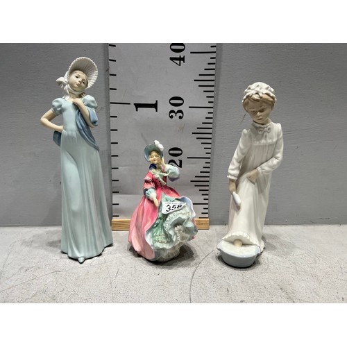 358 - 2 Nao by Lladro lady figures + royal doulton figure  spring morning