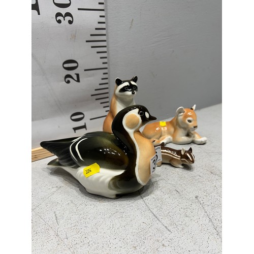 376 - 4 USSR figures, duck, lion, raccoon, chipmonk