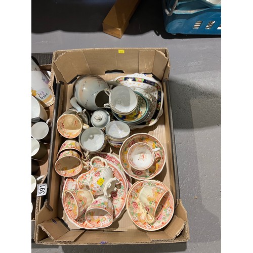 391 - 2 Boxes pottery/china teaware etc