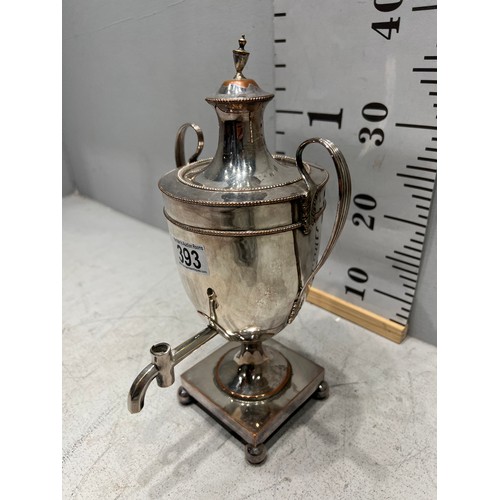 393 - Silver plate tea urn missing tap