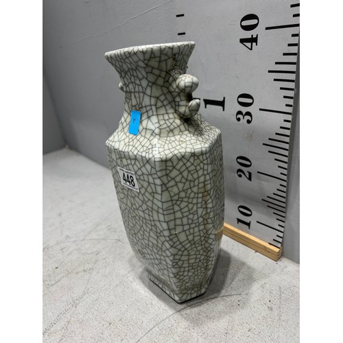 448 - White crackle glaze vase