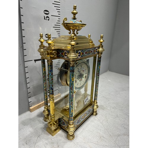 454 - Impressive French cloisonné & brass bracket clock