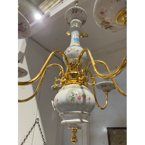 506 - Brass & pot chandelier