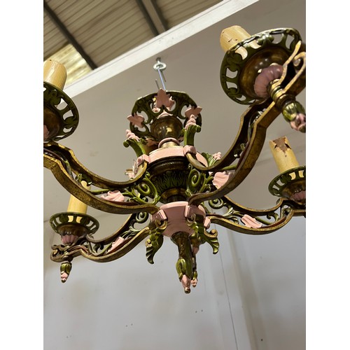 507 - Good quality early 20th century bronze chandelier (needs rewire)