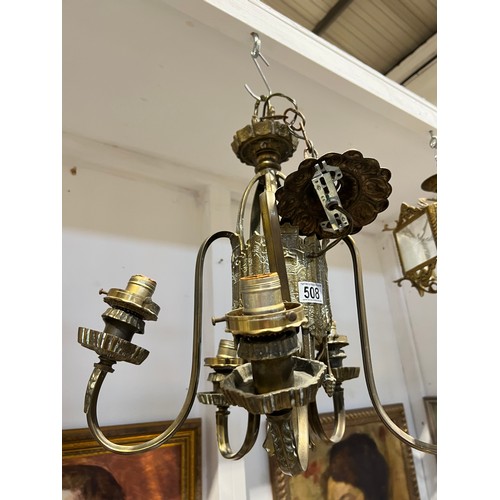 508 - Unusual chandelier good quality bronze early 20th century (needs rewire)