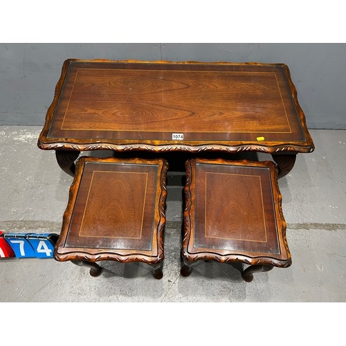 1074 - Vintage mahogany nest of tables with pie crust edges