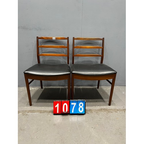 1078 - Pair of McIntosh mid century black vinyl chairs