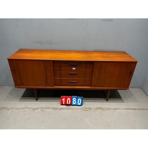 1080 - Danish style mid century teak sideboard with sliding  doors