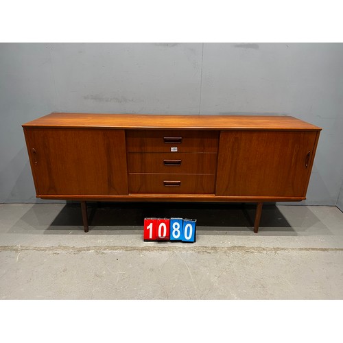 1080 - Danish style mid century teak sideboard with sliding  doors