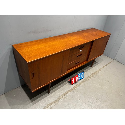 1080 - Danish style mid century teak sideboard with sliding  doors