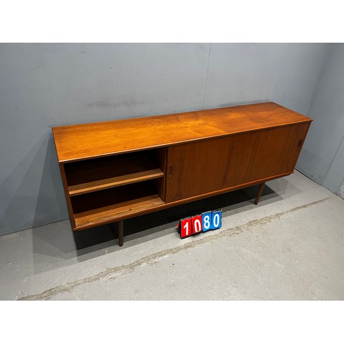 1080 - Danish style mid century teak sideboard with sliding  doors