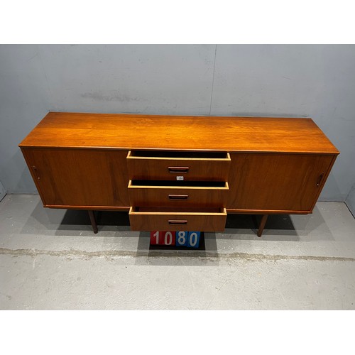 1080 - Danish style mid century teak sideboard with sliding  doors