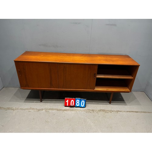 1080 - Danish style mid century teak sideboard with sliding  doors