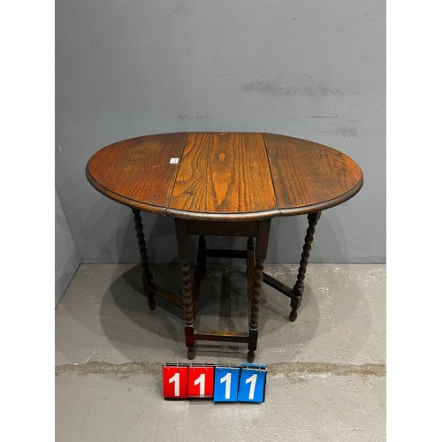 1111 - 1920'S Oak barley twist style drop leaf table