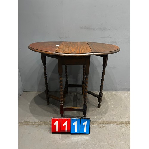 1111 - 1920'S Oak barley twist style drop leaf table