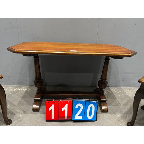 1120 - Antique oak coffee table + pair of oak side tables clean