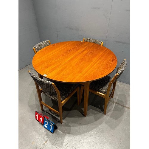 1121 - Mid century round teak table & 4 chairs