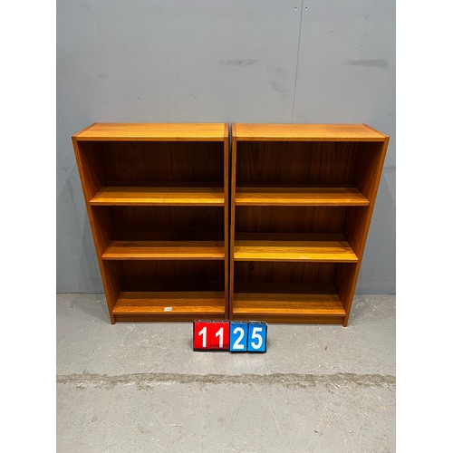 1125 - Pair of mid century danish stamped teak bookcases