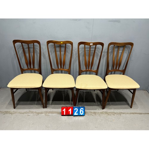 1126 - Set of 4 Niels Kofod hornslet danish 'ingrid' dining chairs very rare