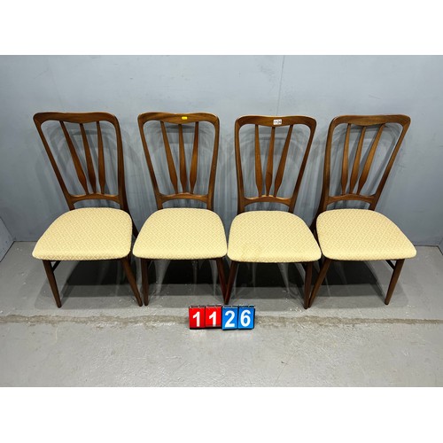 1126 - Set of 4 Niels Kofod hornslet danish 'ingrid' dining chairs very rare