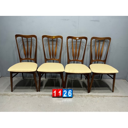 1126 - Set of 4 Niels Kofod hornslet danish 'ingrid' dining chairs very rare