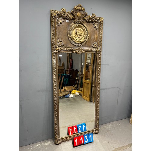 1131 - Large french gilt dress mirror with rodeo very ornate 32