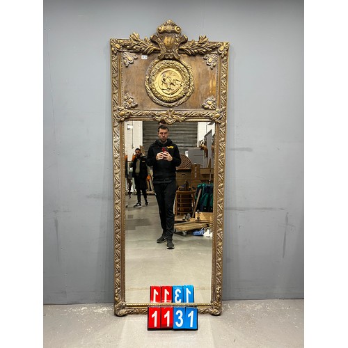 1131 - Large french gilt dress mirror with rodeo very ornate 32