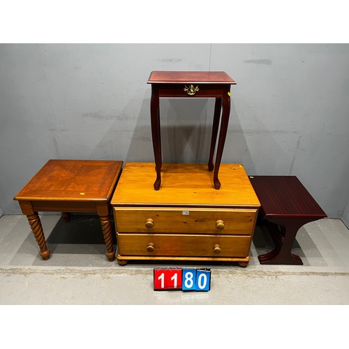 1180 - Dealers delight pine drawers, console table, side table & nest