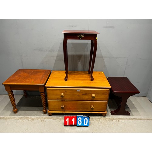 1180 - Dealers delight pine drawers, console table, side table & nest