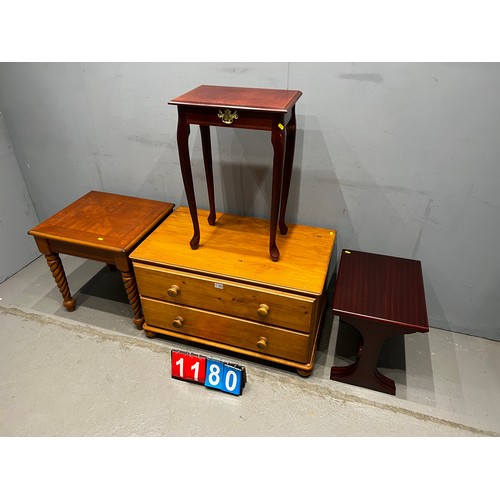 1180 - Dealers delight pine drawers, console table, side table & nest