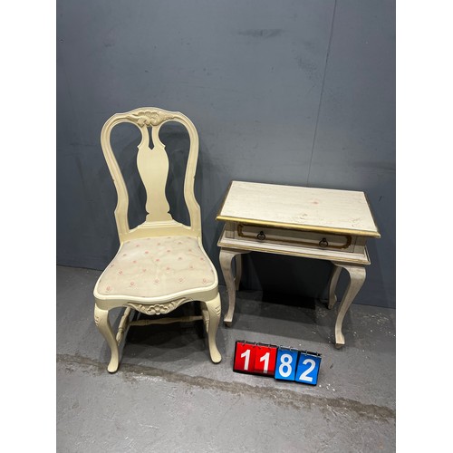 1182 - French shabby chique side table & chair