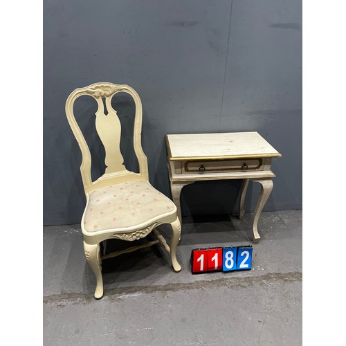 1182 - French shabby chique side table & chair