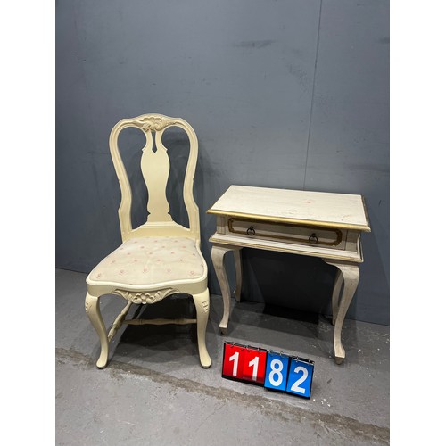 1182 - French shabby chique side table & chair