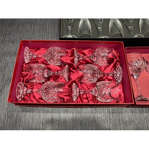 14 - 3 Boxed sets cut glass wine glasses, schott crystal etc