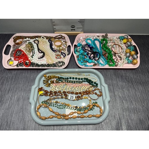 25 - 3 Trays costume jewellery tray not included
