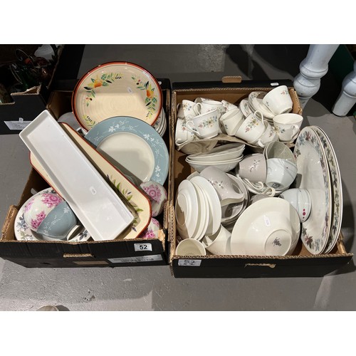 52 - 2 Boxes pottery, royal doulton etc