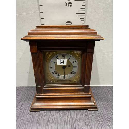 64 - Victorian Oak cased mantle clock