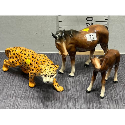 71 - 2 Melba horses + beswick jaguar