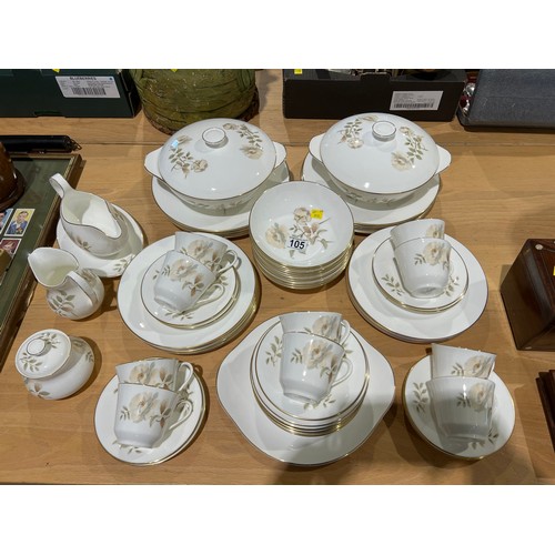 105 - Royal doulton 'Yorkshire rose' china dinner/tea set 10 place setting approx 68 pieces