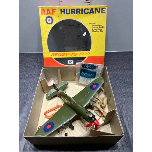 142 - Vintage RAF Hurricane Aircraft in original box. Keilkraft makers