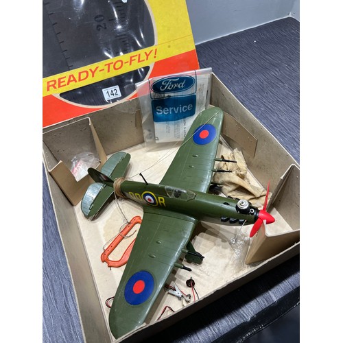 142 - Vintage RAF Hurricane Aircraft in original box. Keilkraft makers