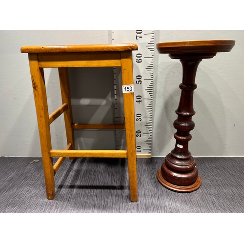 153 - School science stool + oak wine table