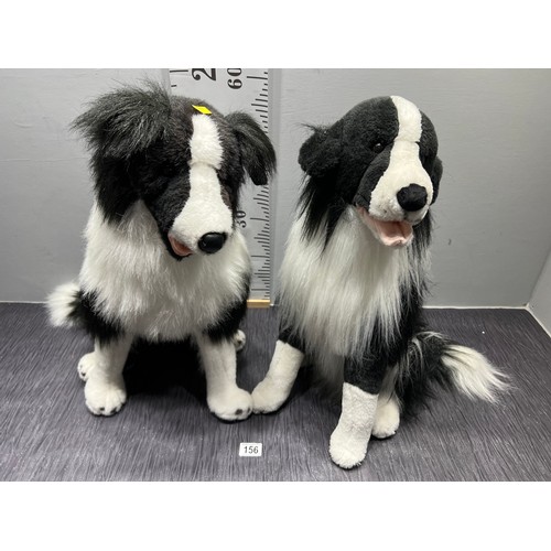 156 - 2 large Border Collie soft toy dogs