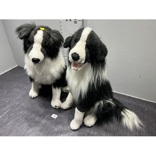 156 - 2 large Border Collie soft toy dogs