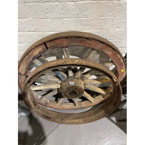 424 - 2 early Vintage cart wheels