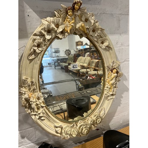 422 - French Oval 'fairies' framed mirror