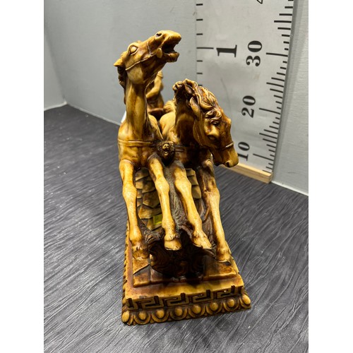 412 - Resin chariot & horses centre piece