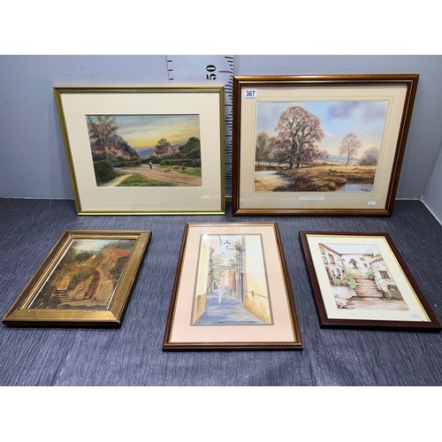 367 - 4 Framed pictures/ watercolours Spencer Coleman etc