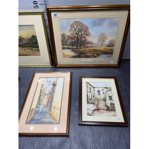 367 - 4 Framed pictures/ watercolours Spencer Coleman etc