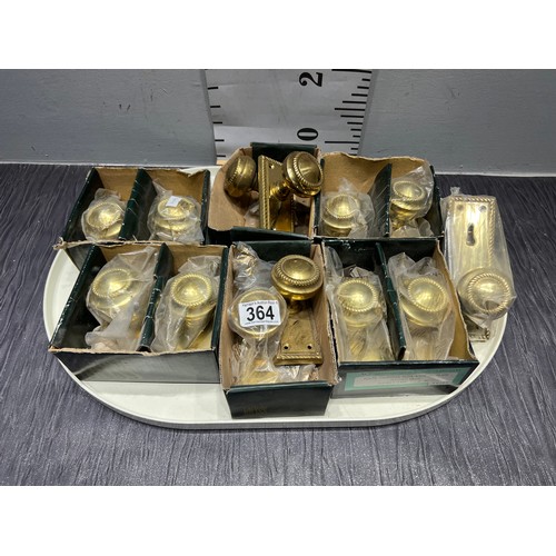 364 - Collection of 7 Pair brass door handles